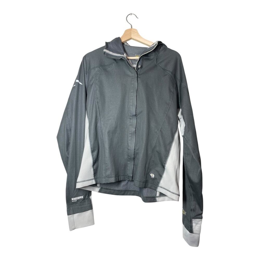 Mountain Hardwear Womens Jacket XL Soft Shell Windstopper Gray Hooded
